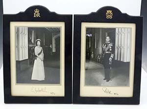 signed Queen Elizabeth photographs with Philip